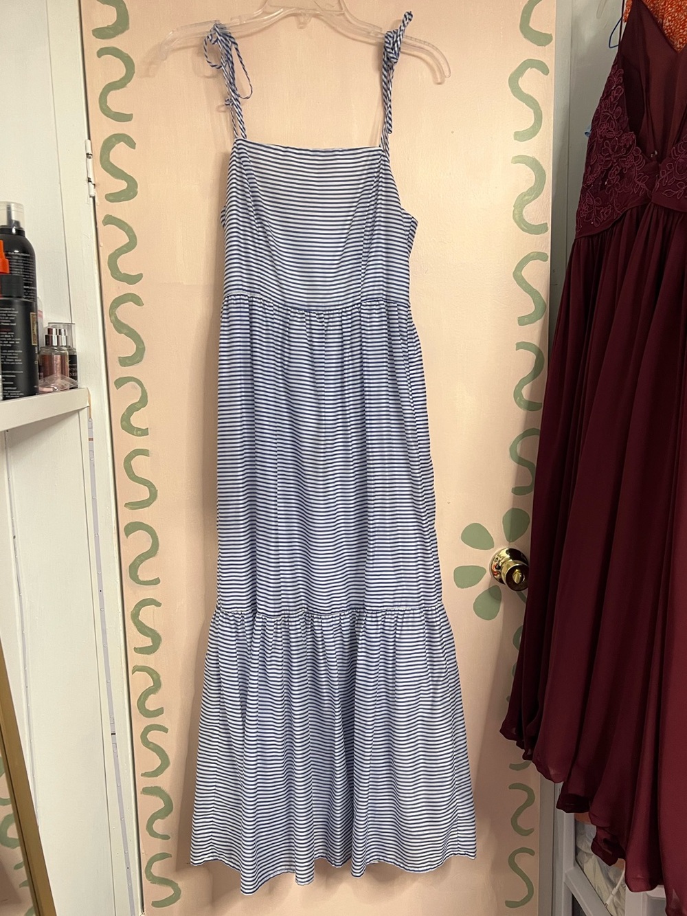 Gianni Bini Blue and White Striped Maxi Dress